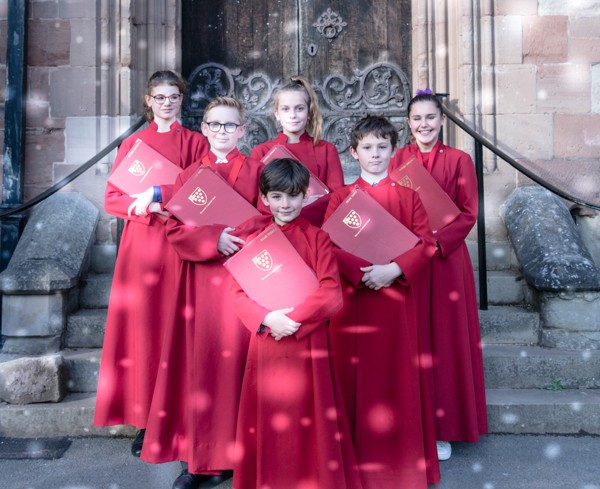 Choristers With Light By College Hall Door Oct 20 Cropped